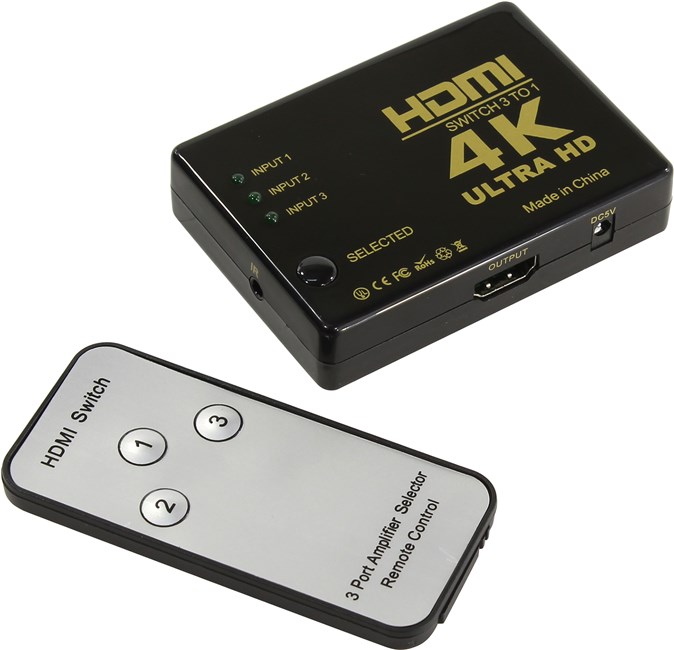 

Переключатель HDMI Orient HS0301H-IR 3-in/1-out, 1.4, 3D, ПДУ, HS0301H-IR