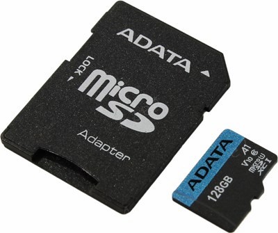 

Карта памяти 128Gb microSDXC ADATA Premier Class 10 UHS-I U1 + адаптер, AUSDX128GUICL10A1-RA1