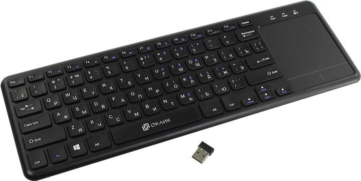

Клавиатура беспроводная Oklick 830ST, мембранная, TouchPad, USB, черный, 830ST