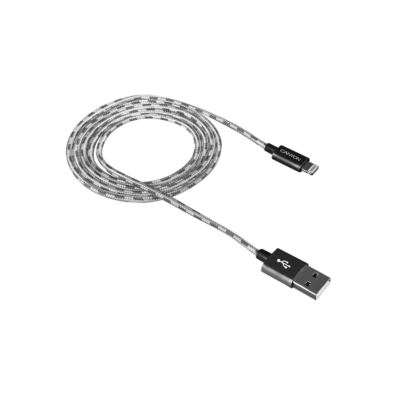 

Кабель Lightning 8pin-USB 2.0, Canyon , 1m, серый (CNE-CFI3DG)