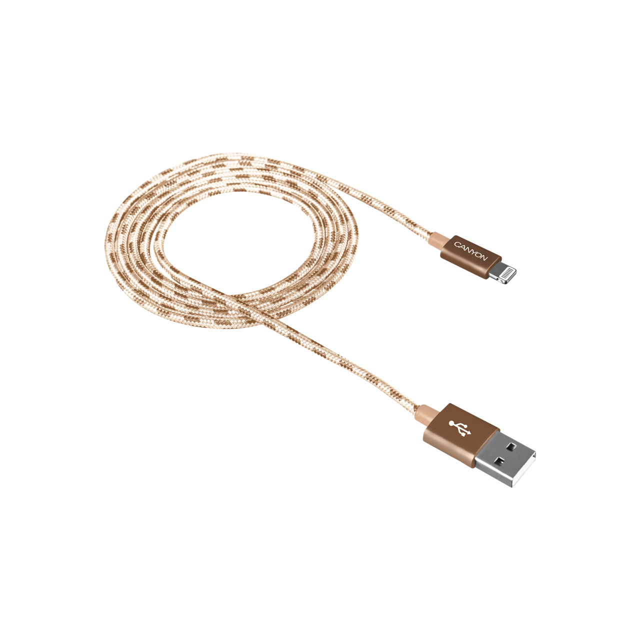 

Кабель Lightning 8pin-USB 2.0, Canyon , 1m, золотистый (CNE-CFI3GO)