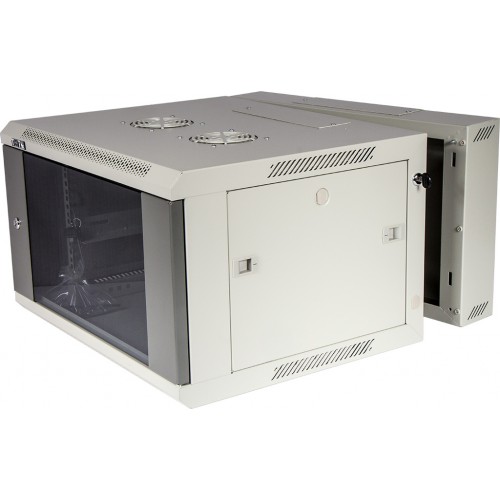 Шкаф телекоммуникационный настенный 12U 600x600 мм, стекло, серый, в сборе, Lanmaster Pro TWT-CBW3G-12U-6X6-GY