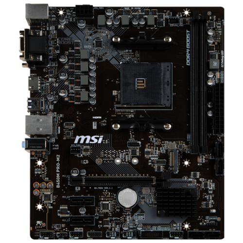 

Материнская плата MSI B450M PRO-M2 MAX, SocketAM4, AMD B450, 2xDDR4, PCI-Ex16, 4SATA3, 7.1-ch, GLAN, 6USB 3.1, VGA, DVI, HDMI, mATX, Retail, B450M PRO-M2 MAX