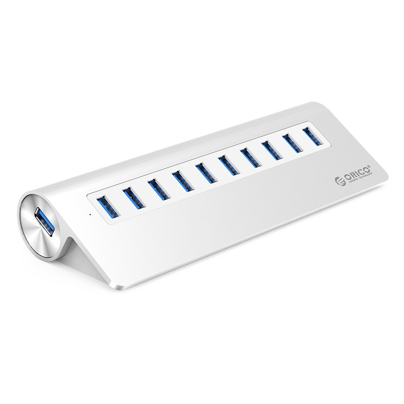 

Концентратор Orico M3H10, 10xUSB 3.0, Блок питания, серебристый, M3H10