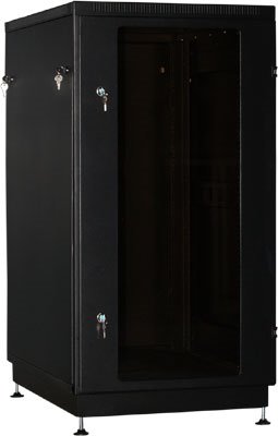 Шкаф телекоммуникационный напольный 18U 600x600 мм, стекло, черный, разборный (3 места), NT PRACTIC 2 MG18-66 B