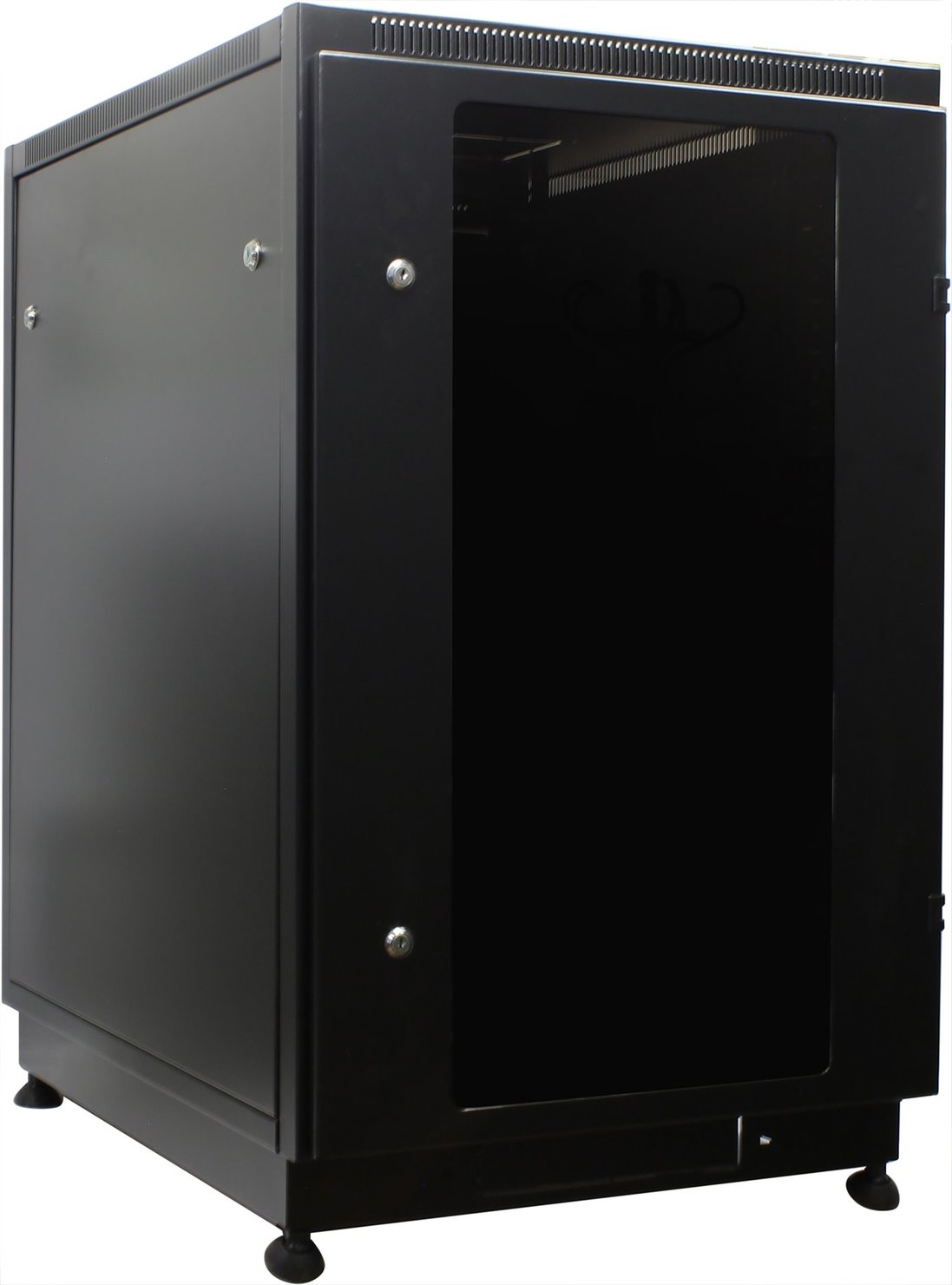 Шкаф напольный 18U 600x800, стекло, черный, разборный (3 места), MG18-68 B, NT, PRACTIC 2