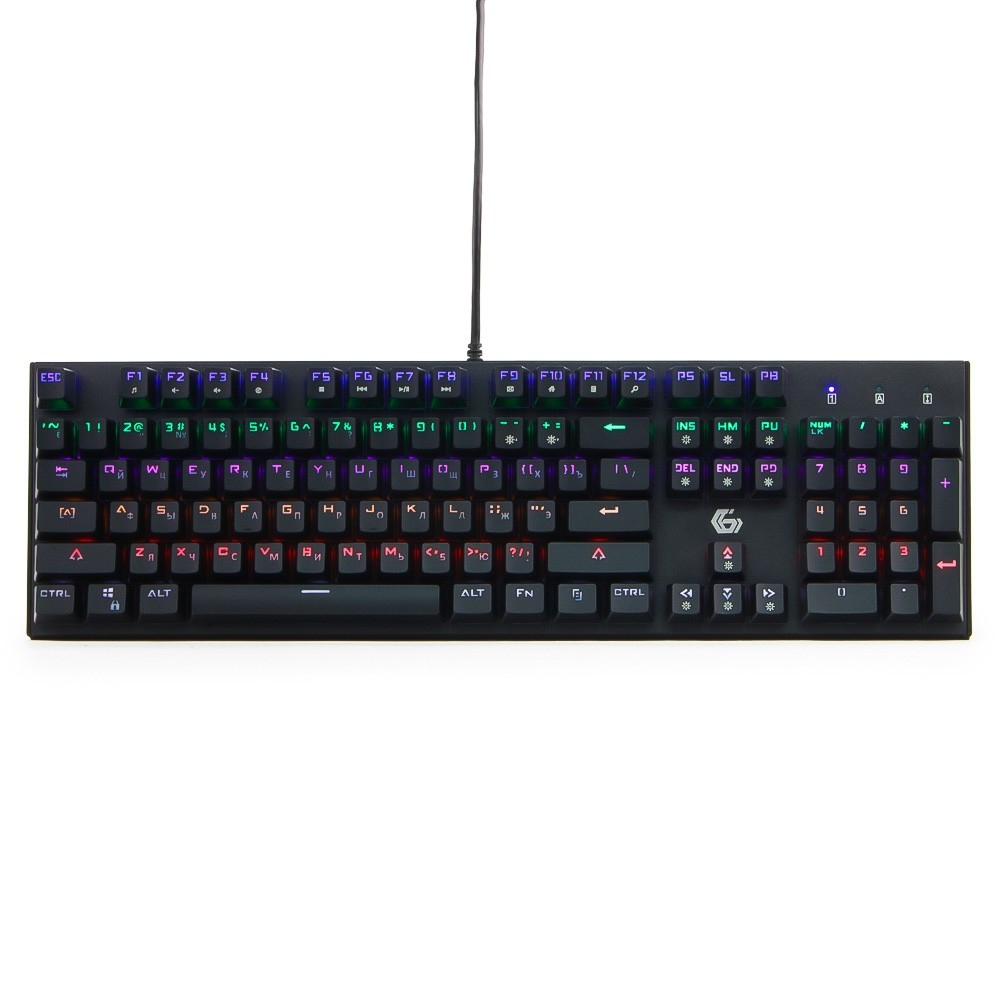 

Клавиатура проводная Gembird KB-G550L, механическая, Outemu Blue, подсветка, USB, черный, KB-G550L