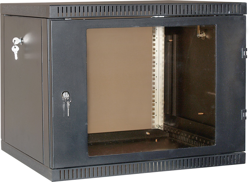 Шкаф телекоммуникационный настенный 15U 600x520 мм, стекло/металл, черный, разборный, NT WALLBOX 15-65 B