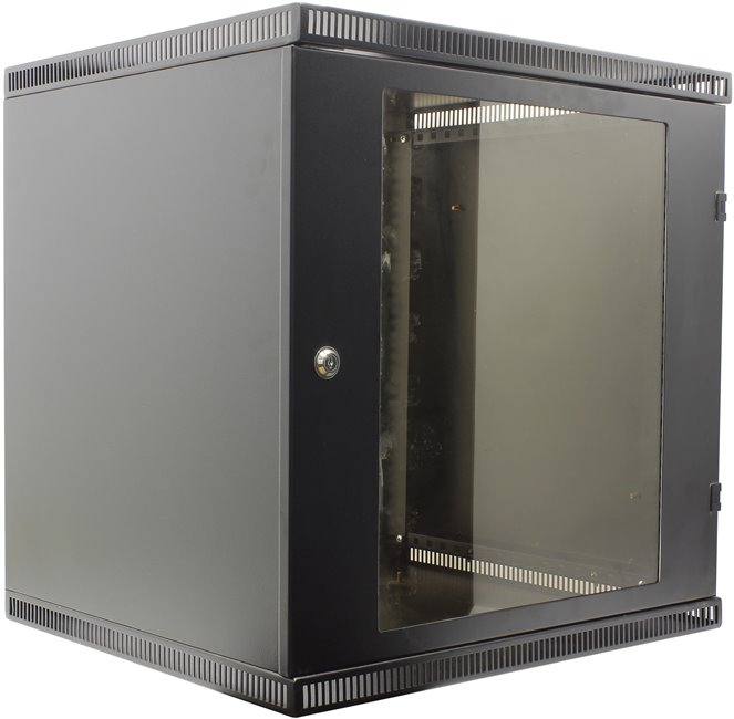 Шкаф телекоммуникационный настенный 12U 600x520, стекло/металл, черный, разборный, NT WALLBOX LIGHT 12-65 B (176973)