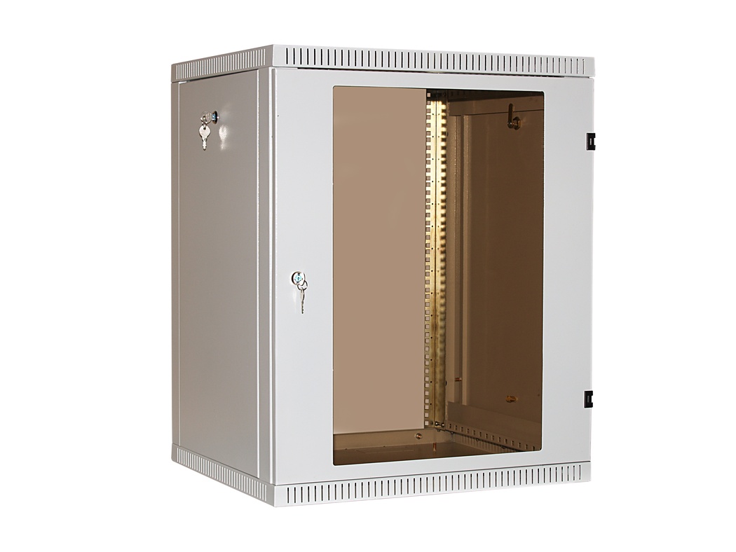 Шкаф телекоммуникационный настенный 15U 600x520 мм, стекло/металл, серый, разборный, NT WALLBOX 15-65 G (084702)