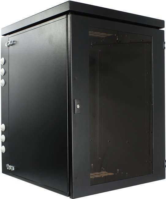 Шкаф настенный 15U 600x660 мм, стекло/металл, черный, в сборе, NT WALLBOX IP55 plus 15-66 B (189282)