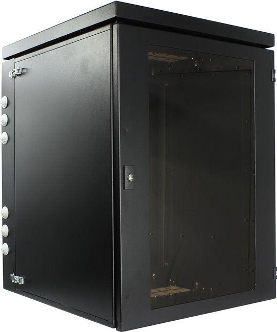 Шкаф настенный 15U 600x660 мм стеклометалл черный в сборе NT WALLBOX IP55 plus 15-66 B 189282 6210000₽