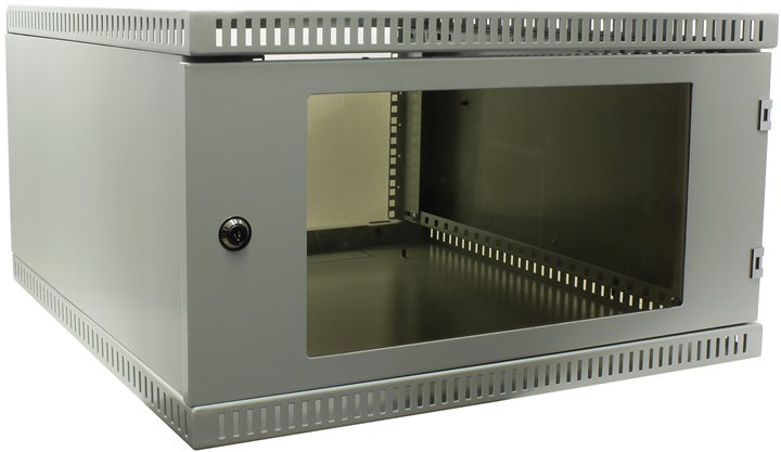 Шкаф телекоммуникационный настенный 6U 600x650 мм, стекло/металл, серый, разборный, NT WALLBOX LIGHT 6-66 G (176964)