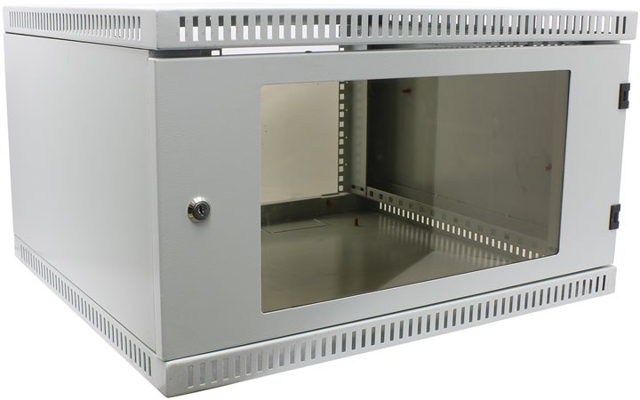 Шкаф телекоммуникационный настенный 6U 600x520 мм, стекло/металл, серый, разборный, NT WALLBOX LIGHT 6-65 G (176962)