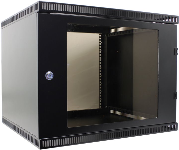Шкаф телекоммуникационный настенный 9U 600x520 мм, стекло/металл, черный, разборный, NT WALLBOX LIGHT 9-65 B (176967)