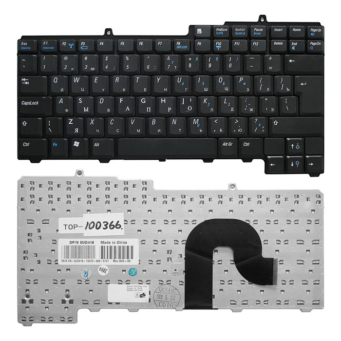 

Клавиатура TopON для Dell Inspiron 1300, B120, B130, Latitude 120L Series. Г-образный Enter, черная, без рамки (TOP-100366), TOP-100366