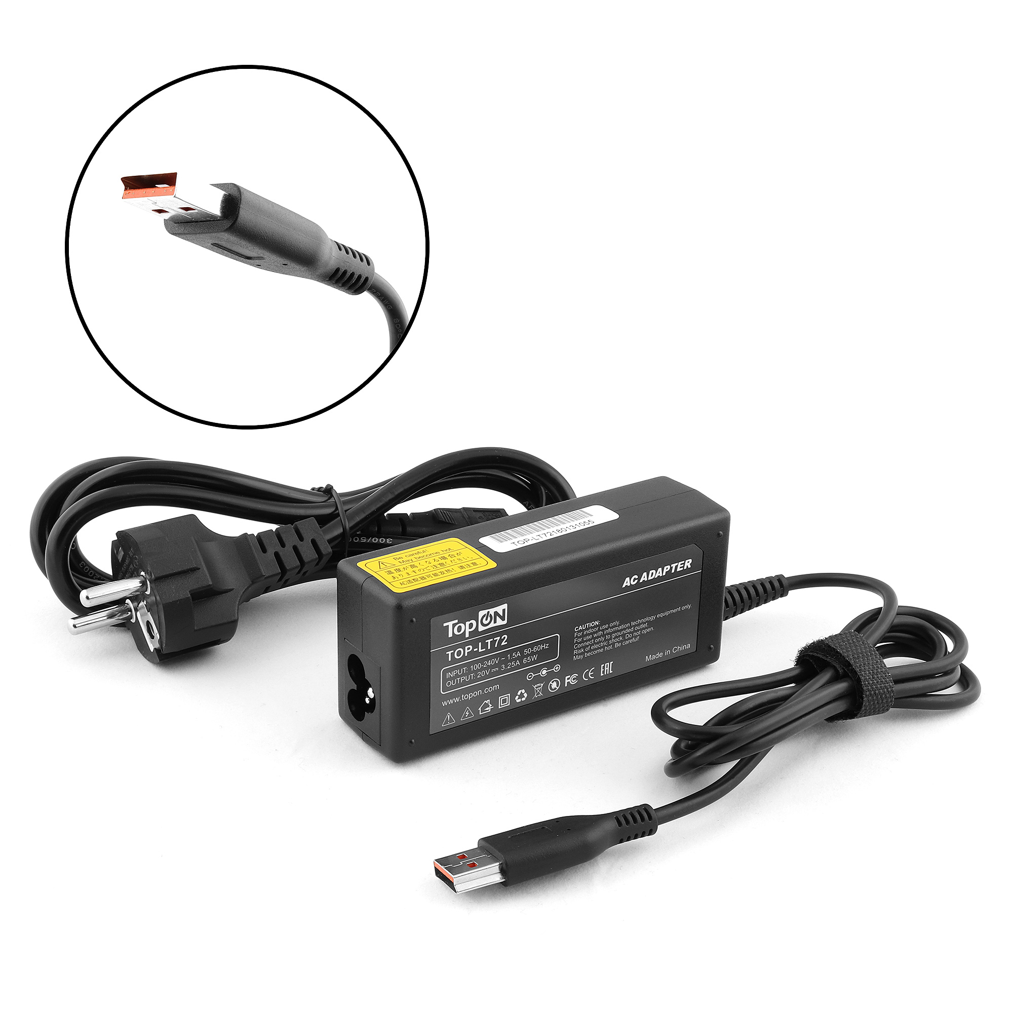 

Адаптер питания TopON для Lenovo Yoga 4 Pro, 3 Pro, 700, 900, IdeaPad Miix 2 Series. 20V 3.25A (Power USB) 65W (TOP-LT72P), TOP-LT72P