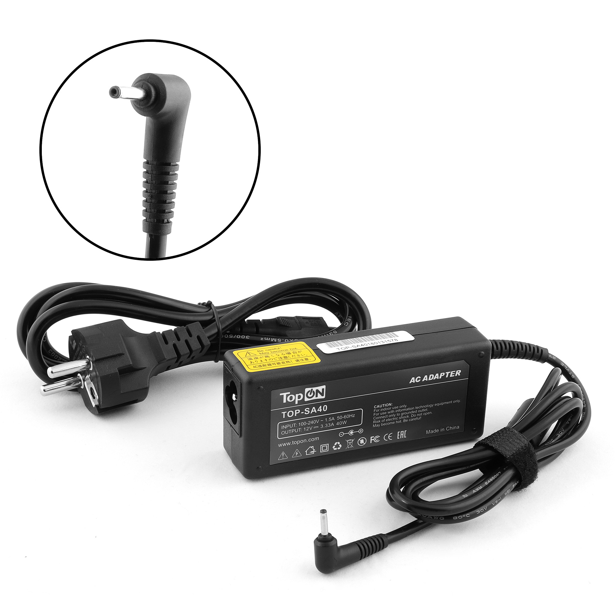 

Адаптер питания TopON для Samsung ATIV Smart PC 500T, Pro 700T, Chromebook 3 Series. 12V 3.33A (2.5x0.7mm) 40W (TOP-SA40), TOP-SA40