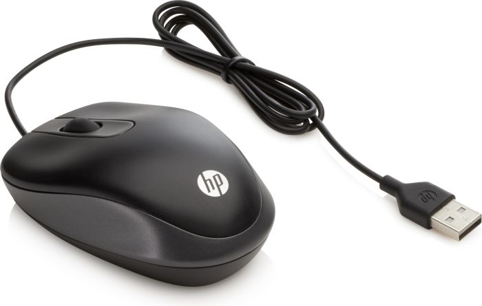 Мышь проводная HP Travel, оптическая светодиодная, USB, черный (G1K28AA)