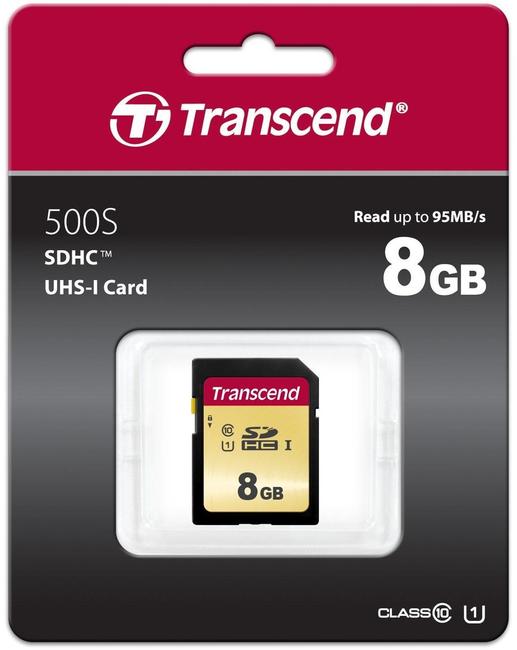 Карта памяти 8Gb SDHC Transcend Class 10 UHS-I U1 (TS8GSDC500S)