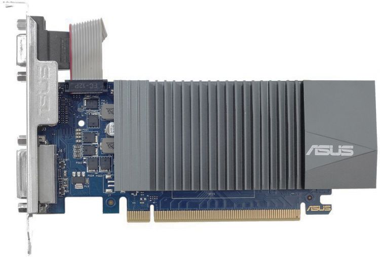 Видеокарта ASUS NVIDIA GeForce GT710 Silent, 2Gb DDR5, 64bit, PCI-E, VGA, DVI, HDMI, Retail (GT710-SL-2GD5-BRK)
