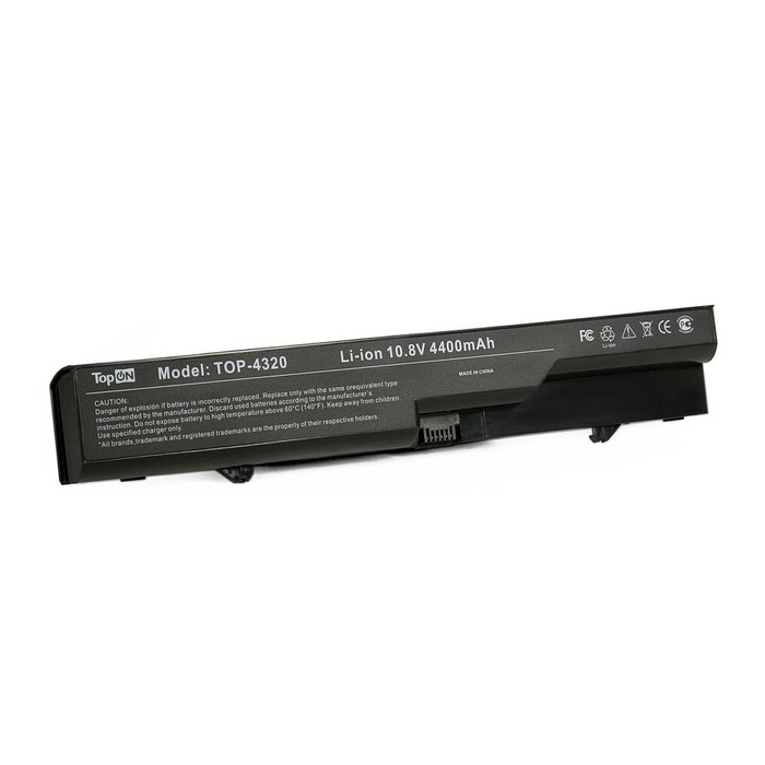 

Аккумуляторная батарея TopON для HP 425/4320t/625, ProBook 4320s/4321s/4325s/4326s/4420s/4421s/4425s/4520s/4525s, Compaq 320/321/325/326/420/421/620/621, 10.8V 4400mAh. (TOP-4320), Черный, TOP-4320