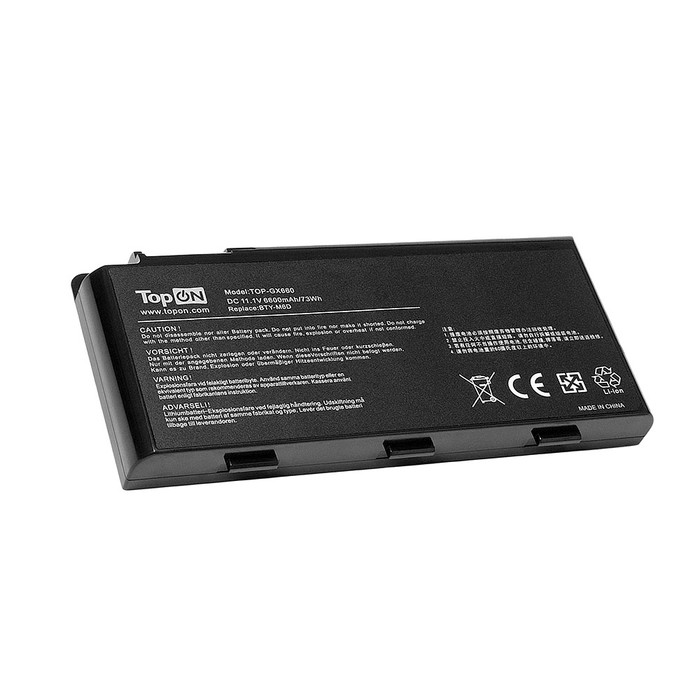 Аккумуляторная батарея TopON для MSI Erazer X6811, GX680, GX780, GT660, GT780 Series. 11.1V 6600mAh 73Wh. (TOP-GX660)