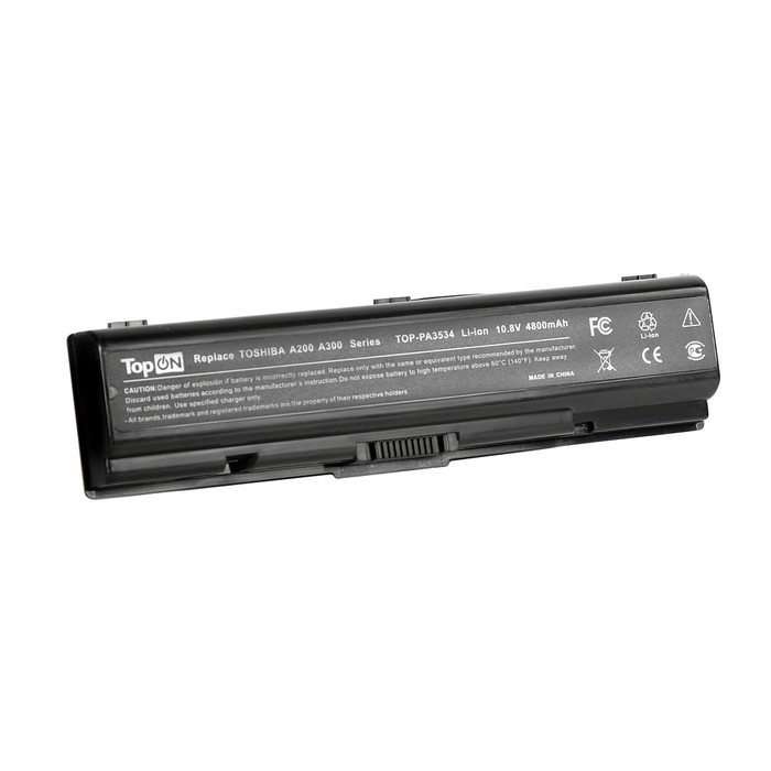 Аккумуляторная батарея TopON для Toshiba Satellite A200/A210/A300/A500/L200/L300/L500/L550/M200, 10.8V 4400mAh, PN:PA3534U-1BAS/PA3534U-1BRS/PA3682U-1BRS/PA3727U-1BRS (TOP-PA3534)