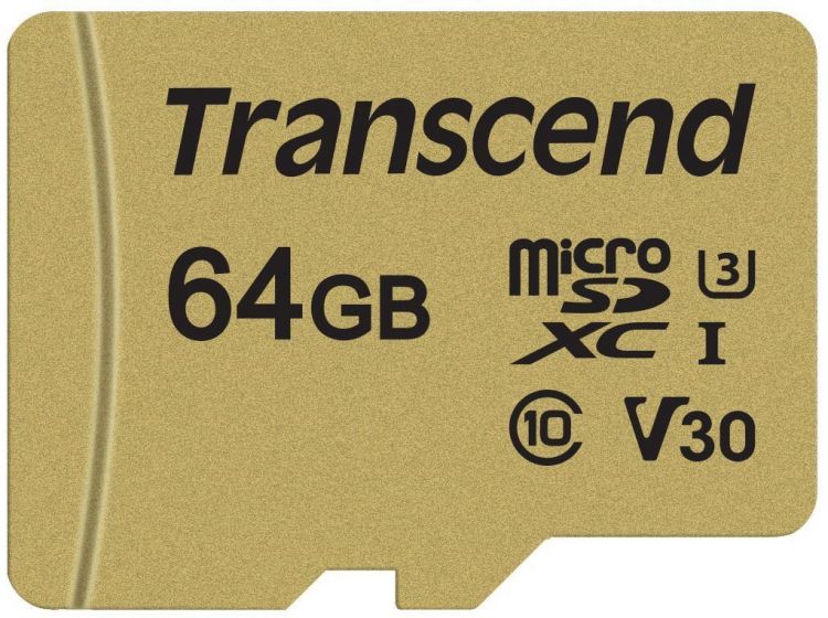 Карта памяти 64Gb microSDXC Transcend Class 10 UHS-I U3 + адаптер