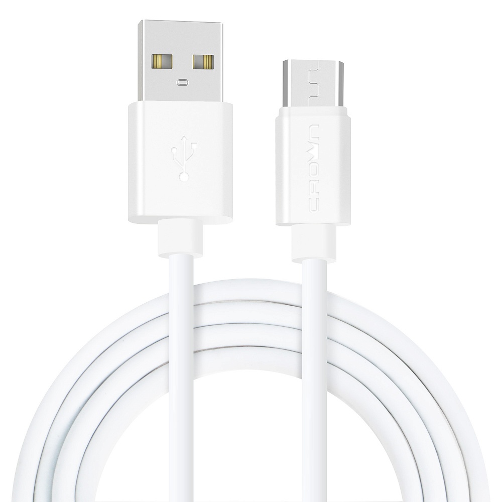 

Кабель USB2.0-microUSB , Crown, 1m, белый, круглый, в оплетке ПВХ, коннекторы ПВХ, 2A (CMCU-3012M)