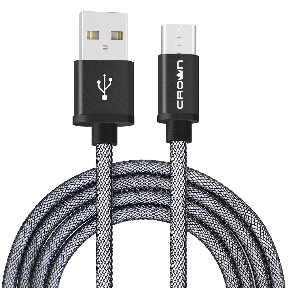 

Кабель USB2.0-USB Type-C, Crown, круглый, в нейлоновой оплетке, коннекторы метал, 2А, 1м, черный (CMCU-3072C)