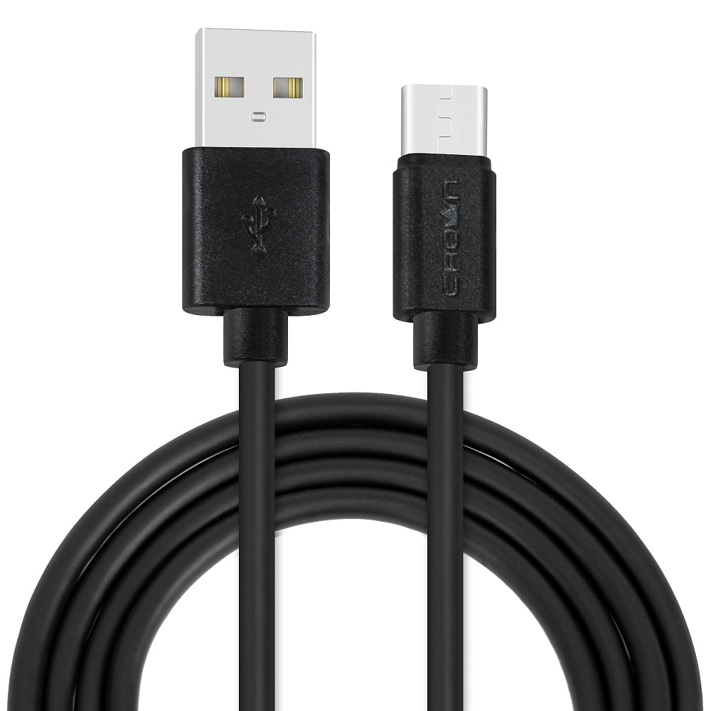 

Кабель USB2.0-USB Type-C, Crown, круглый, в оплетке ПВХ, коннекторы ПВХ, 2A, 1м, черный (CMCU-3012C)