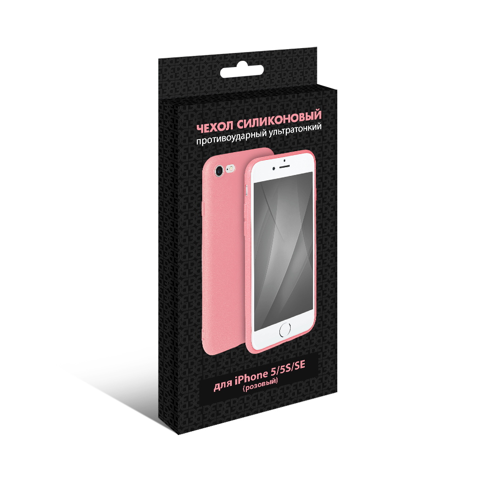 

Чехол DF супертонкий для смартфона Apple iPhone 5/5s/SE, силикон, розовый (iColorCase-03)