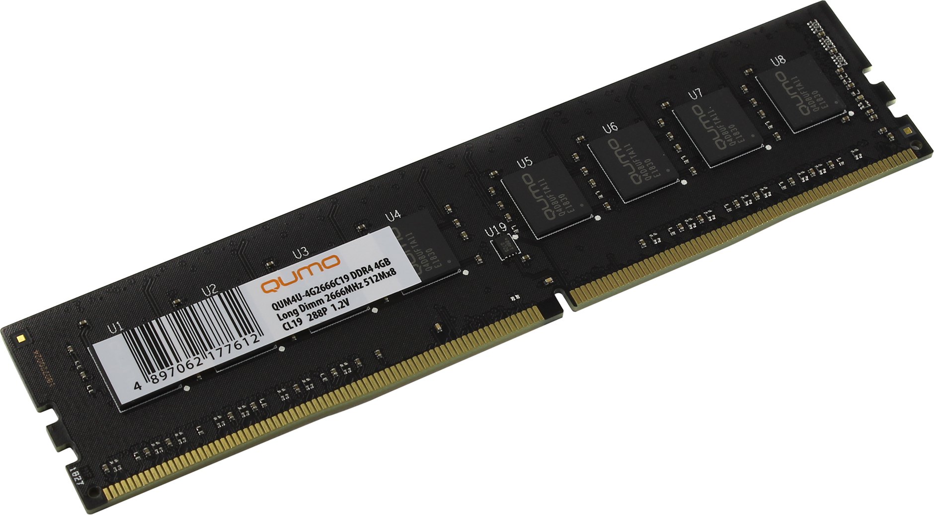 

Память DDR4 DIMM 4Gb, 2666MHz, CL19, 1.2 В, Qumo (QUM4U-4G2666C19), QUM4U-4G2666C19