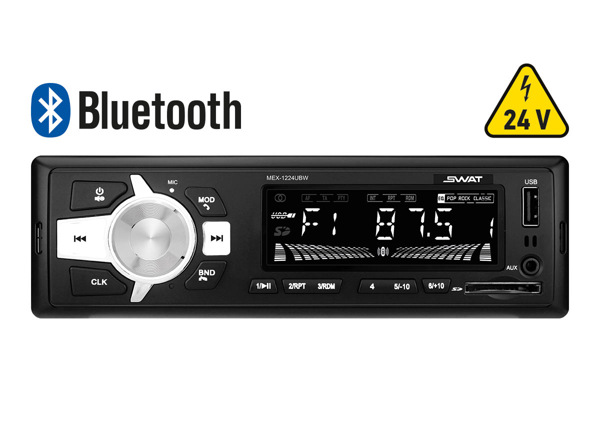 

Автомагнитола Swat MEX-1224UBW, 1 DIN, 4x45 Вт, USB, MEX-1224UBW