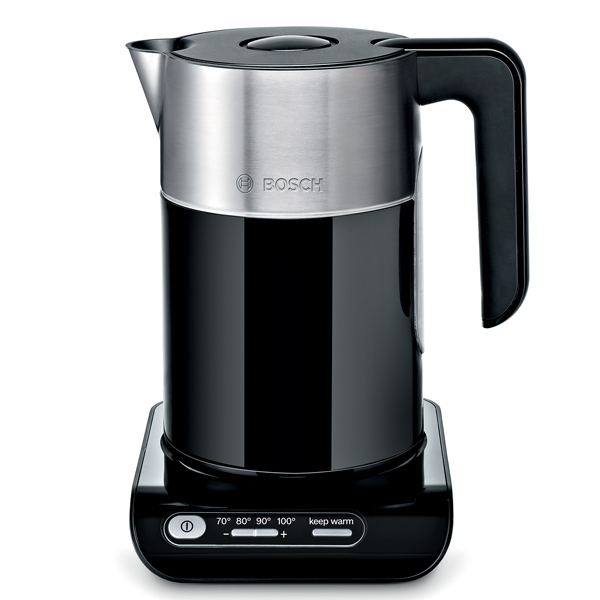 

Чайник электрический Bosch TWK8613P 1.5л. 2.4 кВт, металл/пластик (двойные стенки), черный/серебристый, TWK8613P