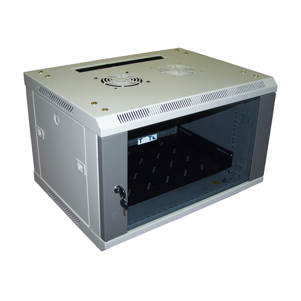 Шкаф телекоммуникационный настенный 15U 600x450 мм, стекло, серый, разборный, TWT Pro TWT-CBW2-15U-6x4
