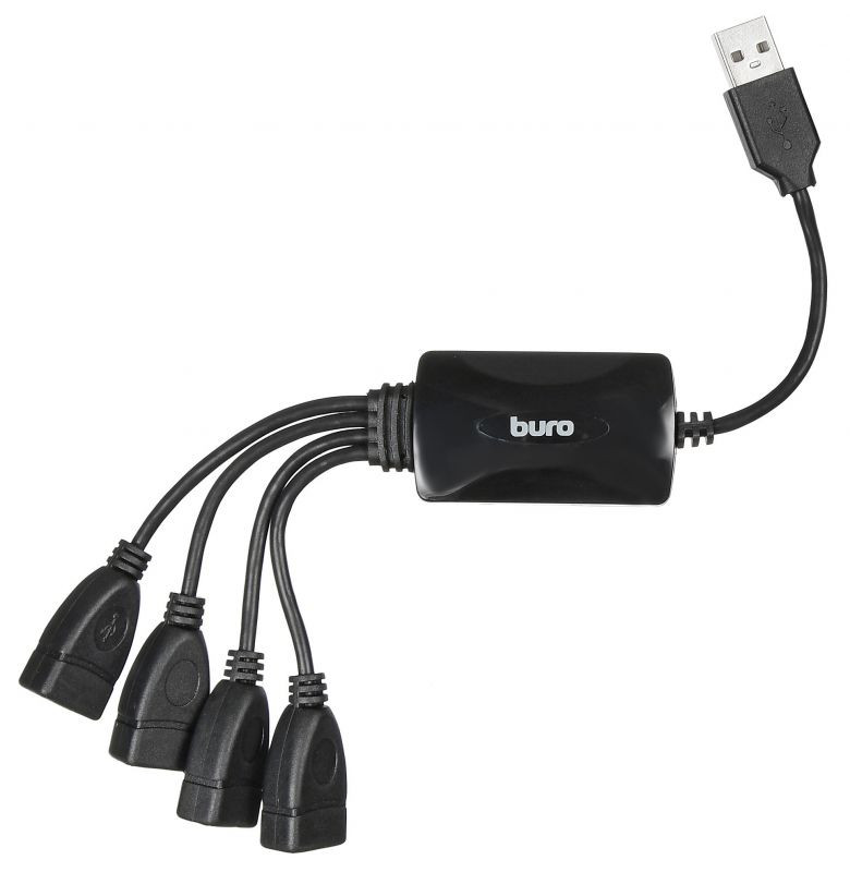Концентратор BURO BU-HUB4-0.3-U2.0-Splitter, 4xUSB 2.0, черный