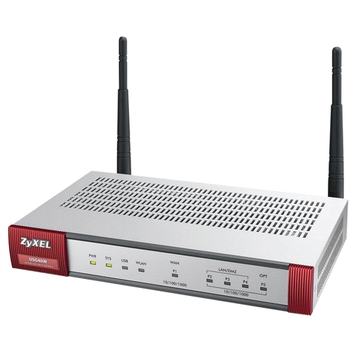 

Wi-Fi роутер ZYXEL USG40W UTM BDL, 802.11n, 2.4 ГГц, до 300 Мбит/с, LAN 4x1 Гбит/с, WAN 1x1 Гбит/с, внешних антенн: 2x3dBi, 1шт.xUSB 2.0 (USG40W-RU0102F), USG40W UTM BDL