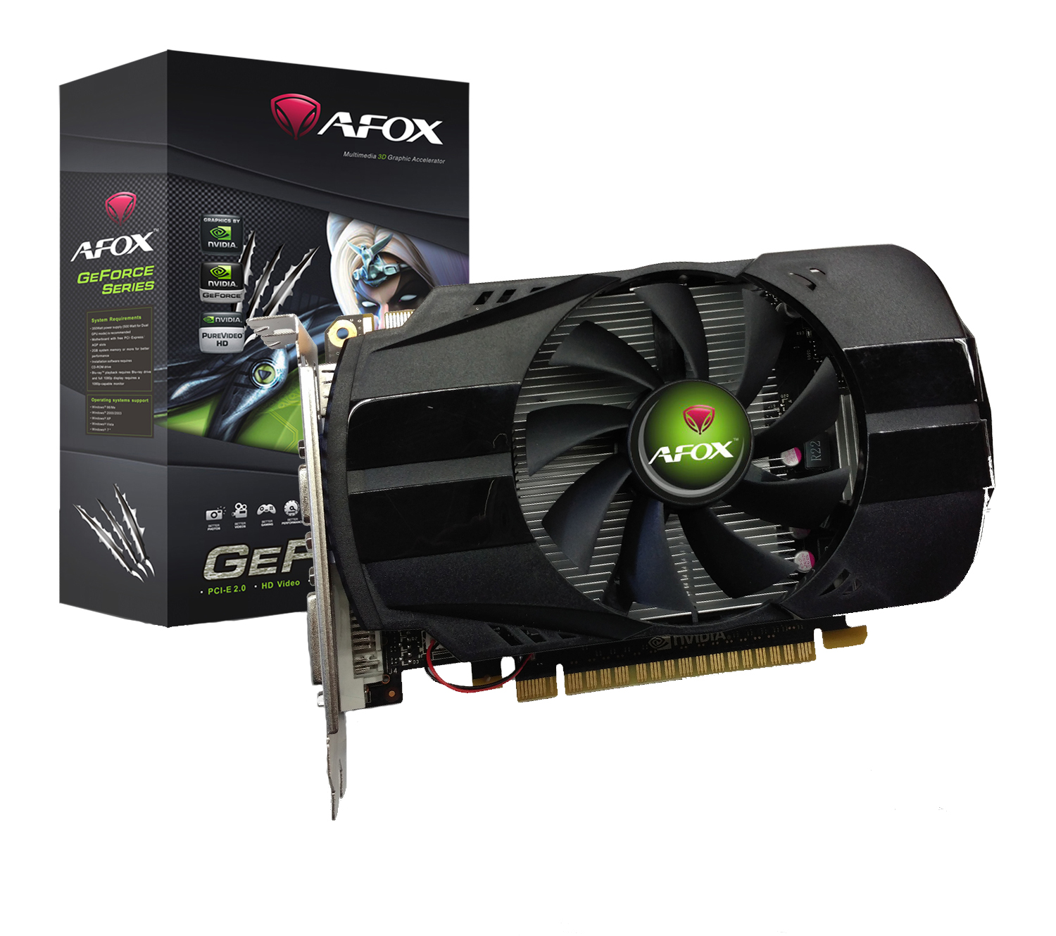 Видеокарта AFOX NVIDIA GeForce GT730, 2Gb DDR5, 128bit, PCI-E, VGA, DVI, HDMI, Retail (AF730-2048D5H5)