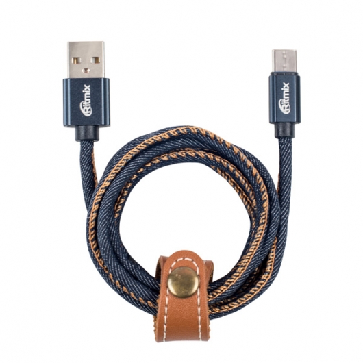 

Кабель USB2.0-microUSB , Ritmix, 1m, синий, оплетка из джинсовой ткани (RCC-417)
