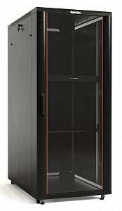 Шкаф телекоммуникационный напольный 42U 600x600 мм, стекло, черный, разборный, Hyperline ТТВ (ttb-4266-as-ral9004)