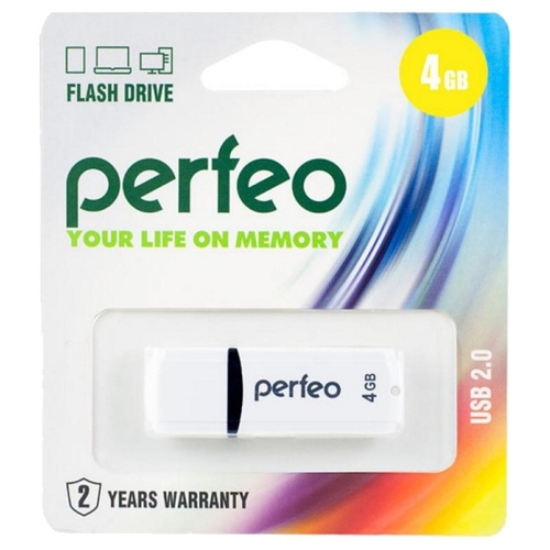 

Флешка 4Gb USB 2.0 Perfeo C02, белый (PF-C02W004), C02
