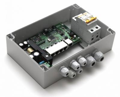 Коммутатор TFortis PSW-1-45 WiFi, уличный неуправляемый для подключения 4-камер c возможностью подключения WiFi-точки доступа с питанием РоЕ 24V