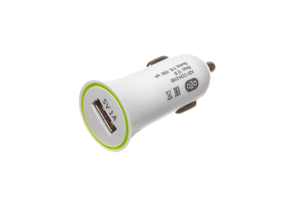 

Автомобильное зарядное устройство Olto CCH-2100, USB, 1А, белый, CCH-2100