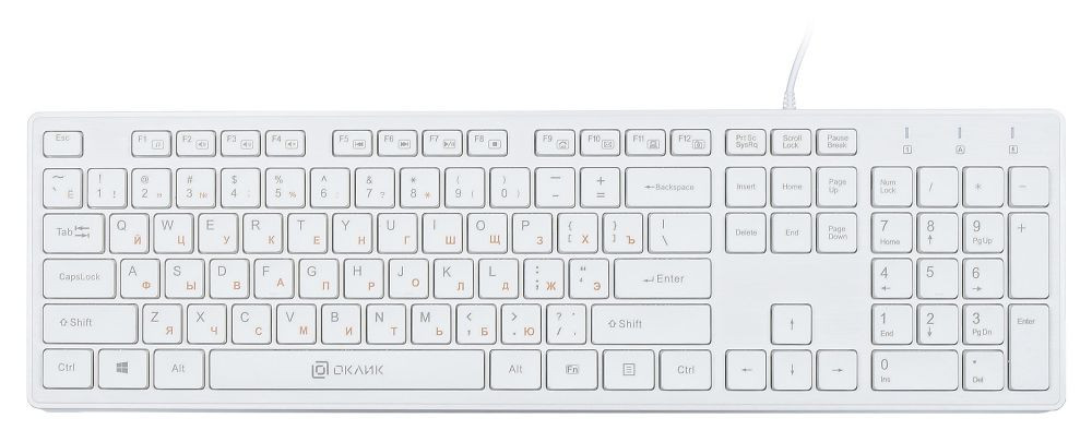 Клавиатура Oklick 500M, USB, белый