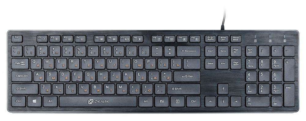 

Клавиатура проводная Oklick 500M, мембранная, USB, черный, 500M