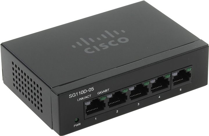 

Коммутатор Cisco SG110D-05, кол-во портов: 5x1 Гбит/с (SG110D-05-EU), SG110D-05