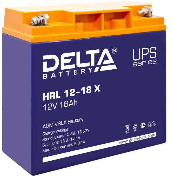 Аккумуляторная батарея для ИБП Delta HRL X 12-18, 12V, 18Ah