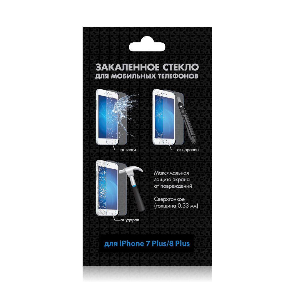 

Защитное стекло DF для смартфона Apple iPhone 7 Plus /8 Plus, ударопрочное, прозрачное (iSteel-19)
